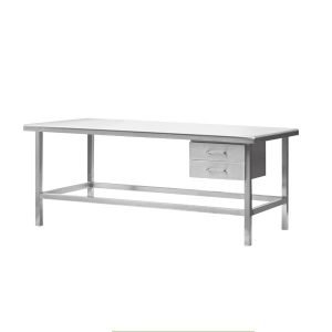 طاولة من الفولاذ المقاوم للصدأ مع درج