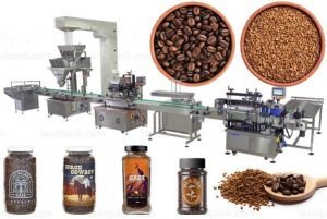 آلة تعبئة وتغليف وتسمية زجاجات حبيبات حبوب القهوة الأوتوماتيكية المربعة المستديرة Coffee Filling
