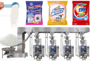 خط التعبئة الأوتوماتيكي بالكامل للأصباغ والمساحيق (مسحوق المنظفات) بنظام التعبئة العمودي مع اللحام والتغليف