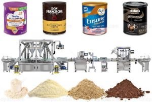 ماكينة تعبئة وتغليف علب دوارة أوتوماتيكية برأسين لمسحوق القهوة Coffee Filling