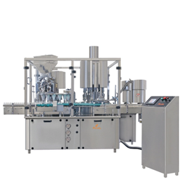 ماكينة تعبئة شراب جاف أوتوماتيكية دوارة بالحجم باستخدام آلة سد البراغي من نوع Pick & Place/ROPP (كتلة واحدة) Pick & Place Type Screw Capping/ROPP Capping Machine (Monobloc)